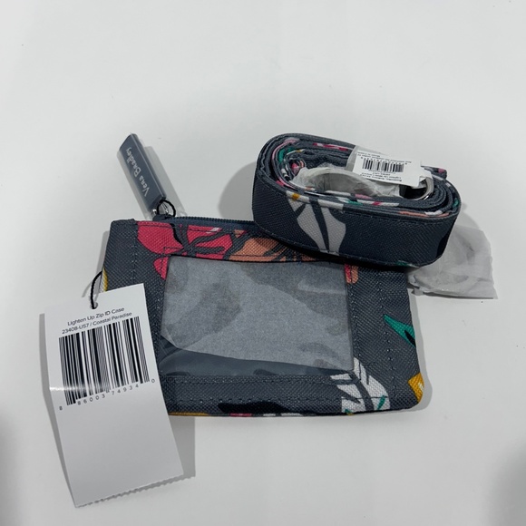 NEW Vera Bradley Grey "COASTAL PARADISE" Zip ID & WIDE 1" Lanyard set -*RETIRED* - Picture 2 of 4